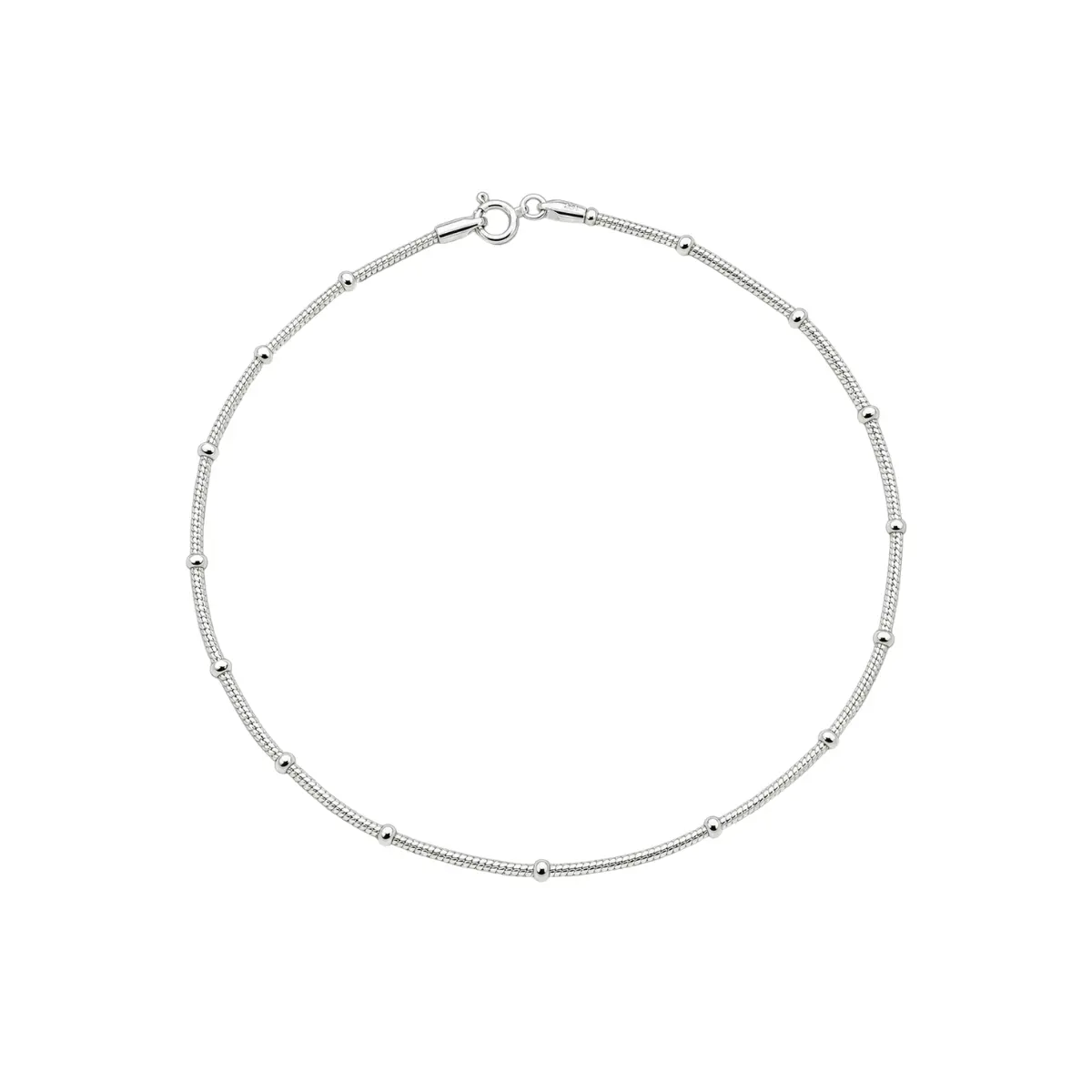 Elegant 925 Sterling Silver Anklet with Beaded Mesh Chain For Women